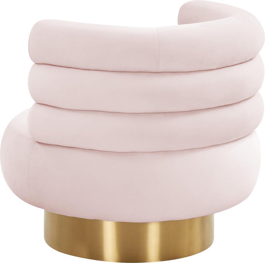 Tov Furniture Accent Chairs - Naomi Blush Velvet Swivel Chair