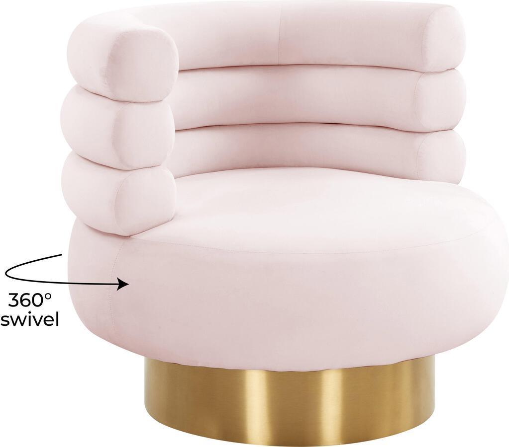 Tov Furniture Accent Chairs - Naomi Blush Velvet Swivel Chair