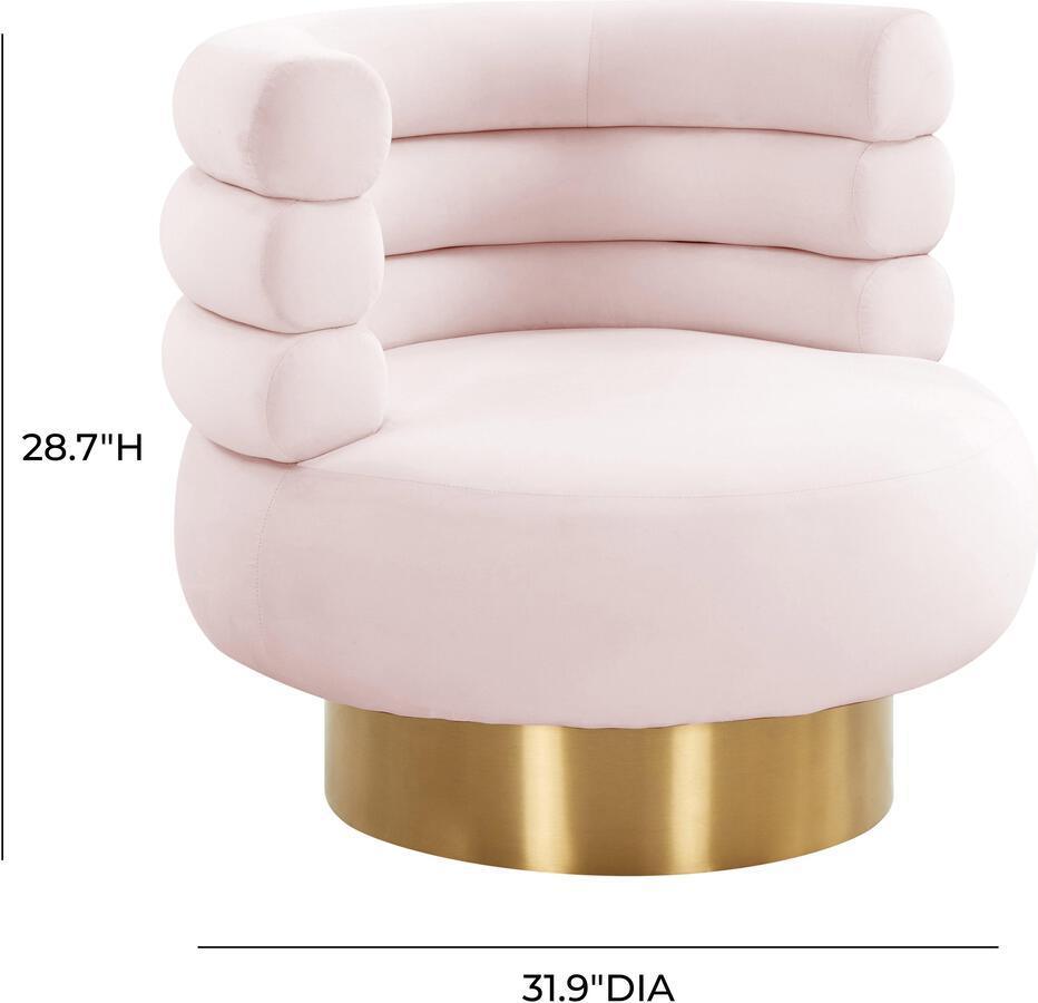 Tov Furniture Accent Chairs - Naomi Blush Velvet Swivel Chair