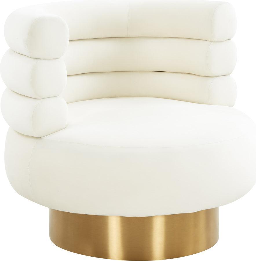 Tov Furniture Accent Chairs - Naomi Cream Velvet Swivel Chair