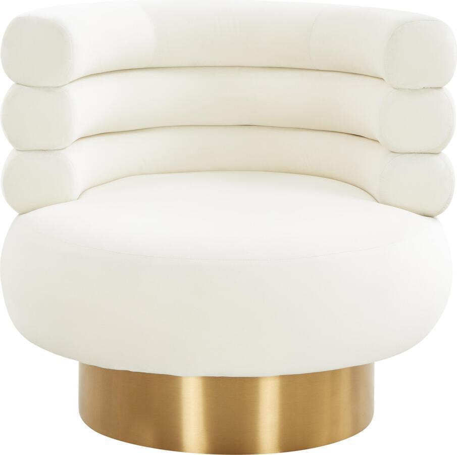 Tov Furniture Accent Chairs - Naomi Cream Velvet Swivel Chair