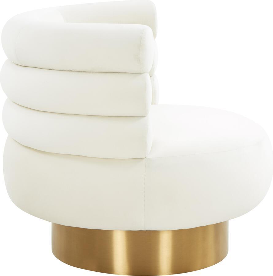 Tov Furniture Accent Chairs - Naomi Cream Velvet Swivel Chair