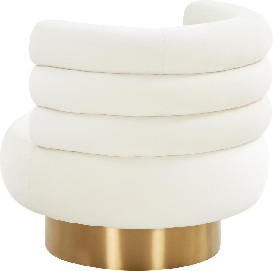Tov Furniture Accent Chairs - Naomi Cream Velvet Swivel Chair