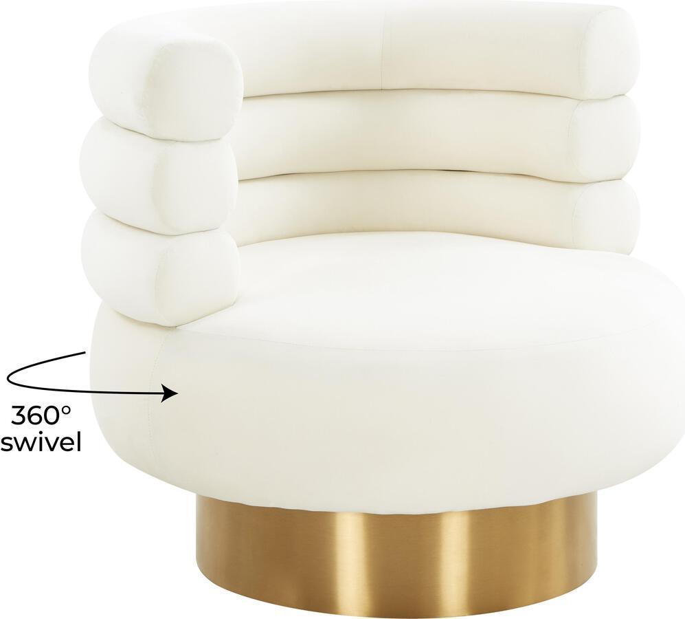 Tov Furniture Accent Chairs - Naomi Cream Velvet Swivel Chair