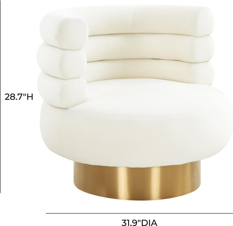Tov Furniture Accent Chairs - Naomi Cream Velvet Swivel Chair