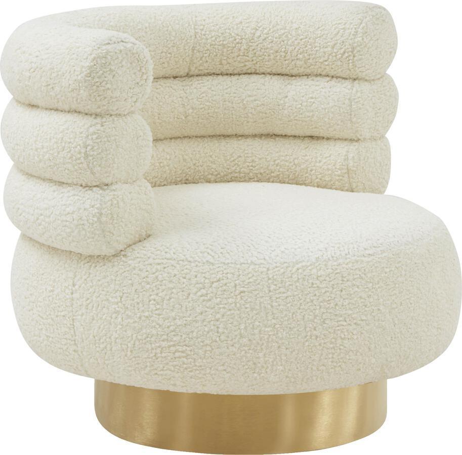 Tov Furniture Accent Chairs - Naomi Faux Shearling Swivel Chair Cream