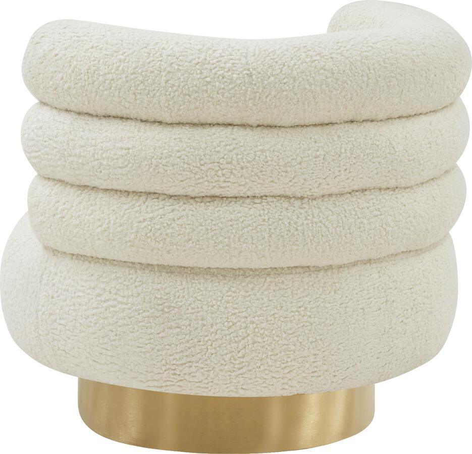 Tov Furniture Accent Chairs - Naomi Faux Shearling Swivel Chair Cream