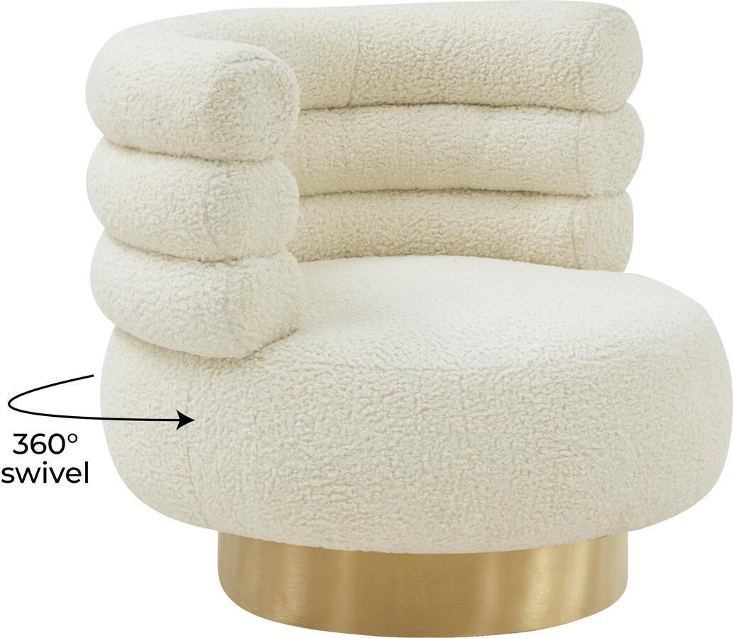 Tov Furniture Accent Chairs - Naomi Faux Shearling Swivel Chair Cream