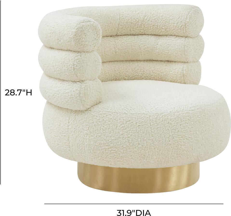 Tov Furniture Accent Chairs - Naomi Faux Shearling Swivel Chair Cream