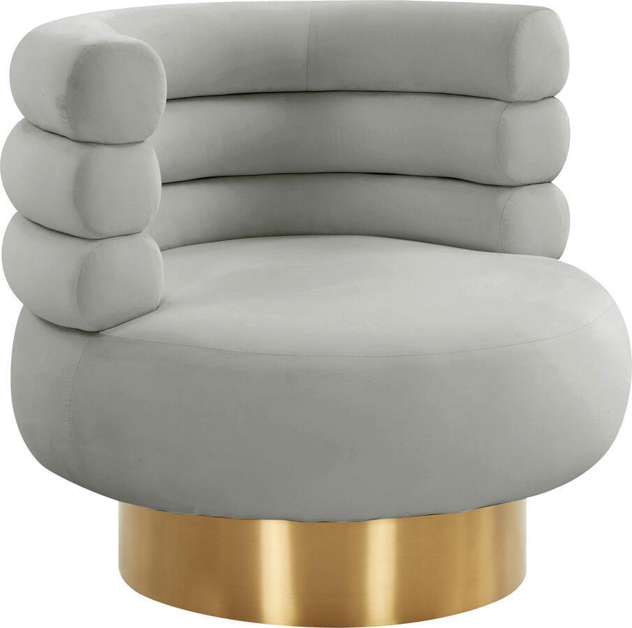 Tov Furniture Accent Chairs - Naomi Grey Velvet Swivel Chair Grey