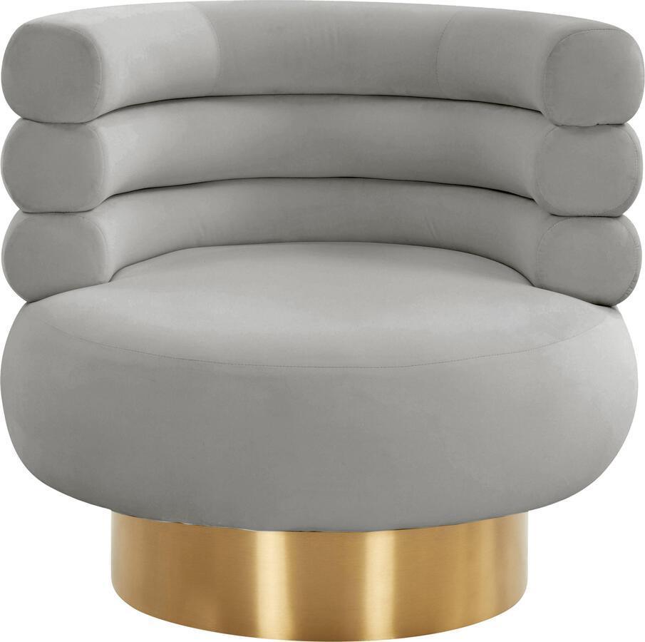 Tov Furniture Accent Chairs - Naomi Grey Velvet Swivel Chair Grey