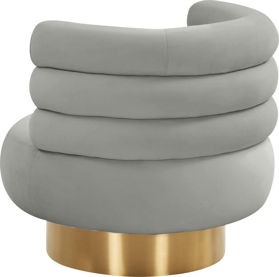 Tov Furniture Accent Chairs - Naomi Grey Velvet Swivel Chair Grey