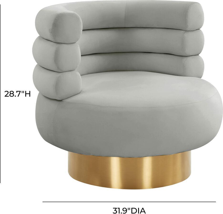 Tov Furniture Accent Chairs - Naomi Grey Velvet Swivel Chair Grey