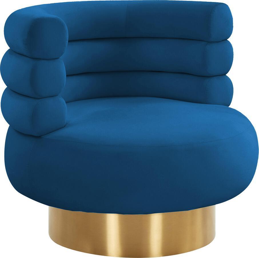 Tov Furniture Accent Chairs - Naomi Navy Velvet Swivel Chair Navy