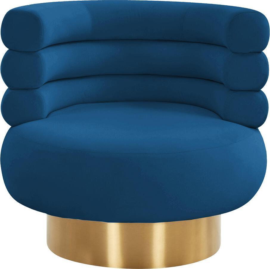 Tov Furniture Accent Chairs - Naomi Navy Velvet Swivel Chair Navy