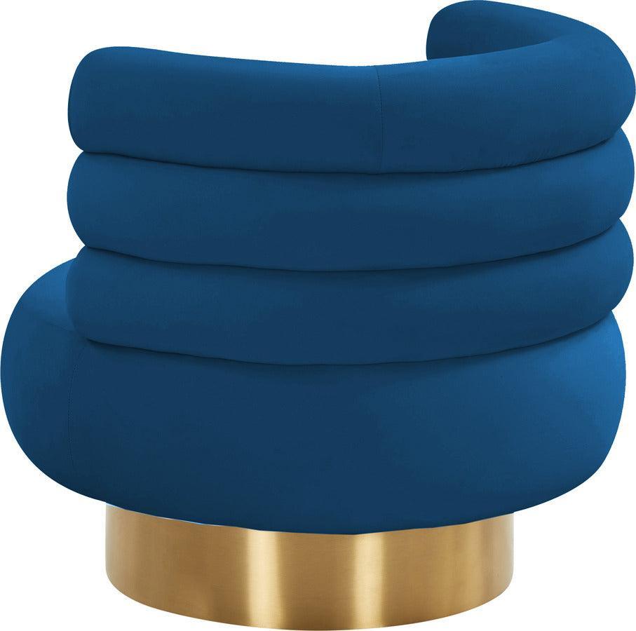 Tov Furniture Accent Chairs - Naomi Navy Velvet Swivel Chair Navy