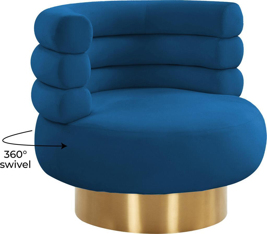 Tov Furniture Accent Chairs - Naomi Navy Velvet Swivel Chair Navy