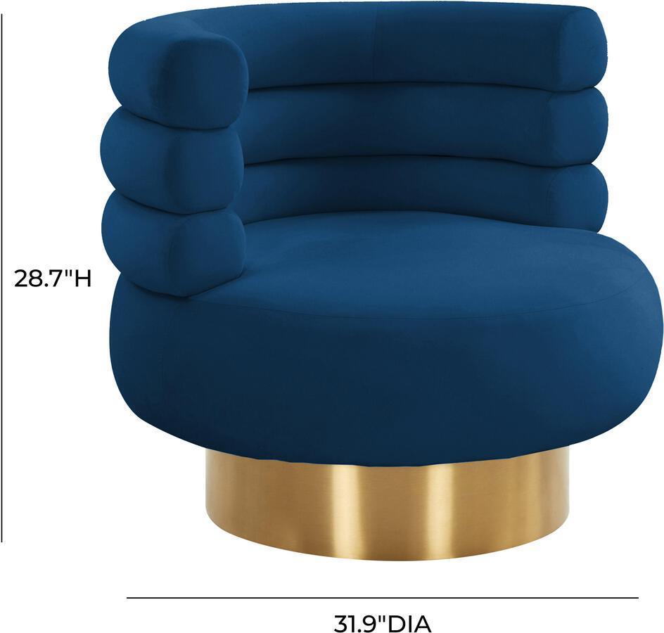 Tov Furniture Accent Chairs - Naomi Navy Velvet Swivel Chair Navy