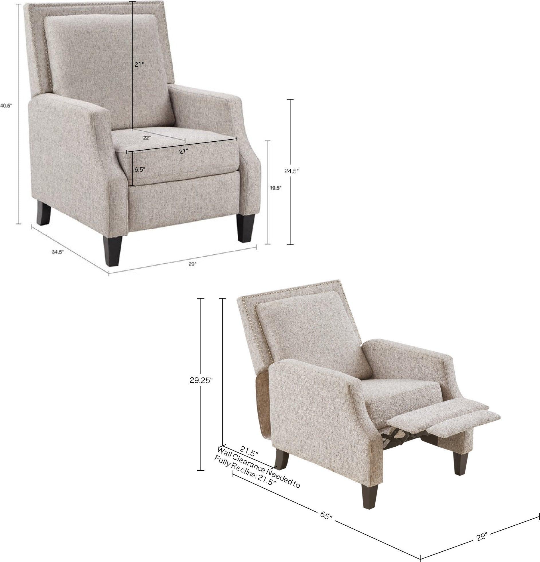 Olliix.com Recliners - Naomi Push Back Recliner Gray