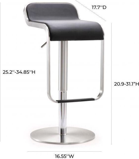 Tov Furniture Barstools - Napoli Black Stainless Steel Adjustable Barstool
