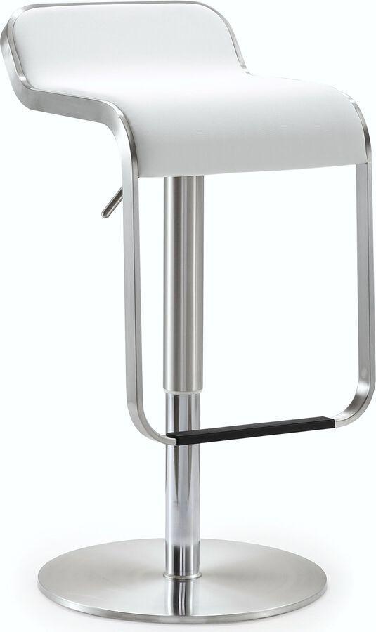 Tov Furniture Barstools - Napoli White Stainless Steel Adjustable Barstool Stainless Steel & White