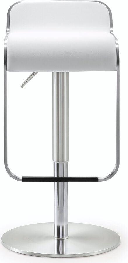 Tov Furniture Barstools - Napoli White Stainless Steel Adjustable Barstool Stainless Steel & White