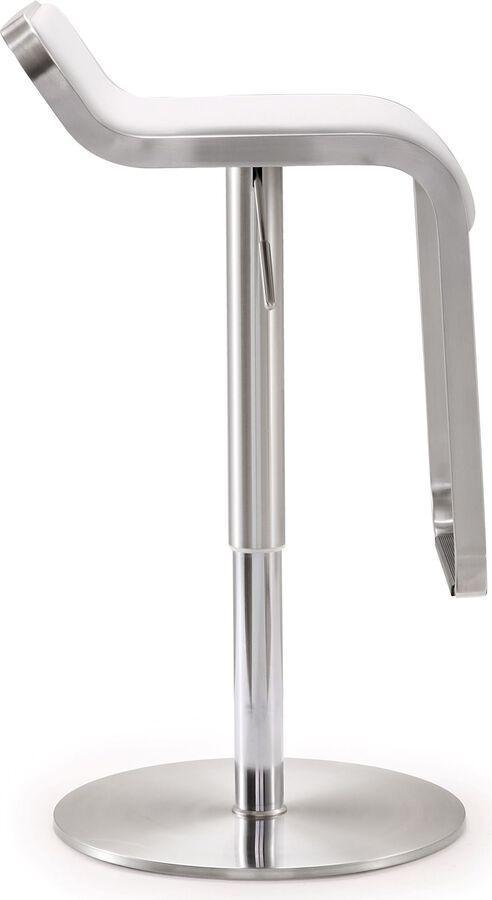 Tov Furniture Barstools - Napoli White Stainless Steel Adjustable Barstool Stainless Steel & White