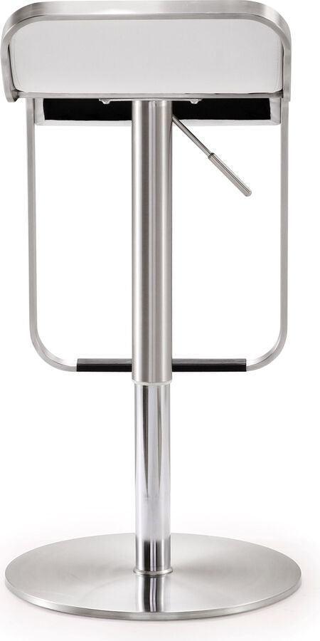 Tov Furniture Barstools - Napoli White Stainless Steel Adjustable Barstool Stainless Steel & White