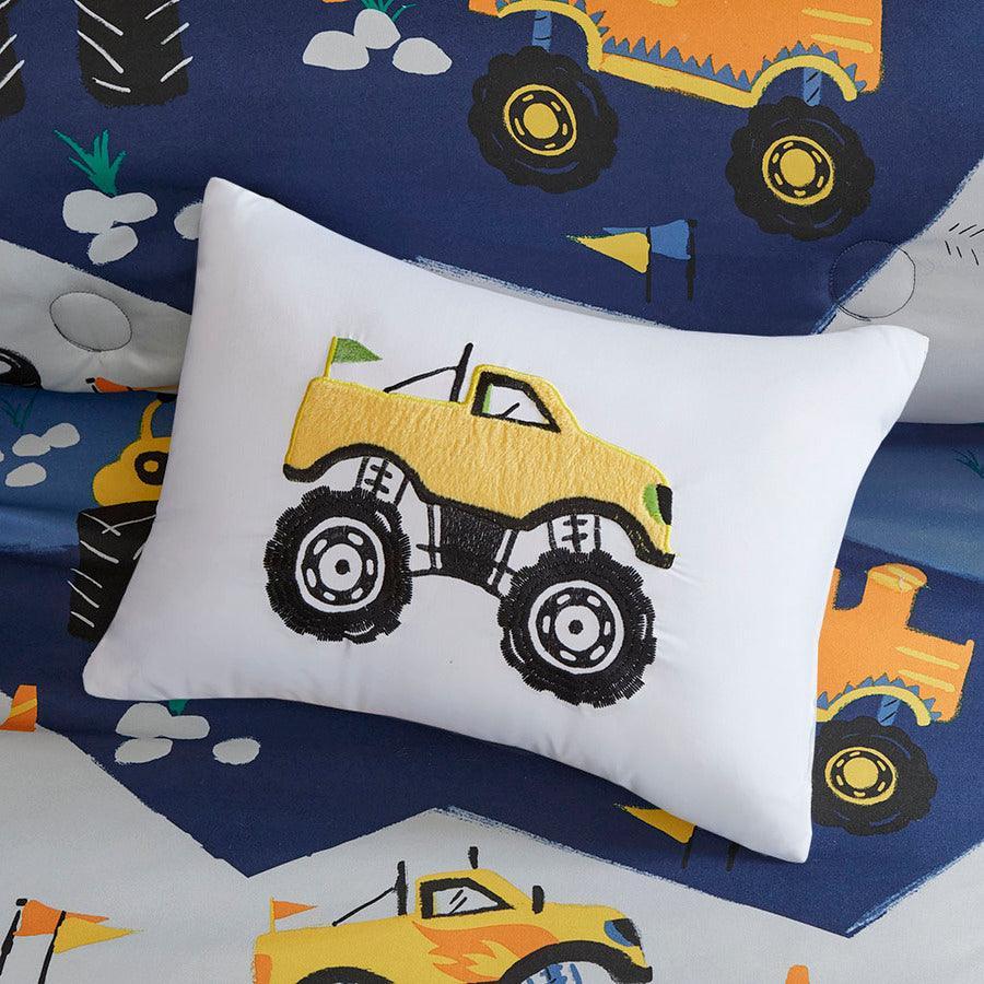 Olliix.com Comforters & Blankets - Nash Modern Monster Truck Comforter Set Blue Full/Queen