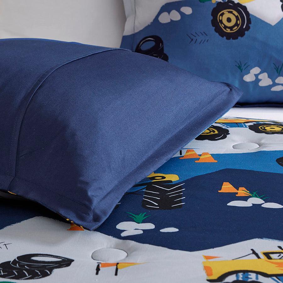 Olliix.com Comforters & Blankets - Nash Modern Monster Truck Comforter Set Blue Full/Queen