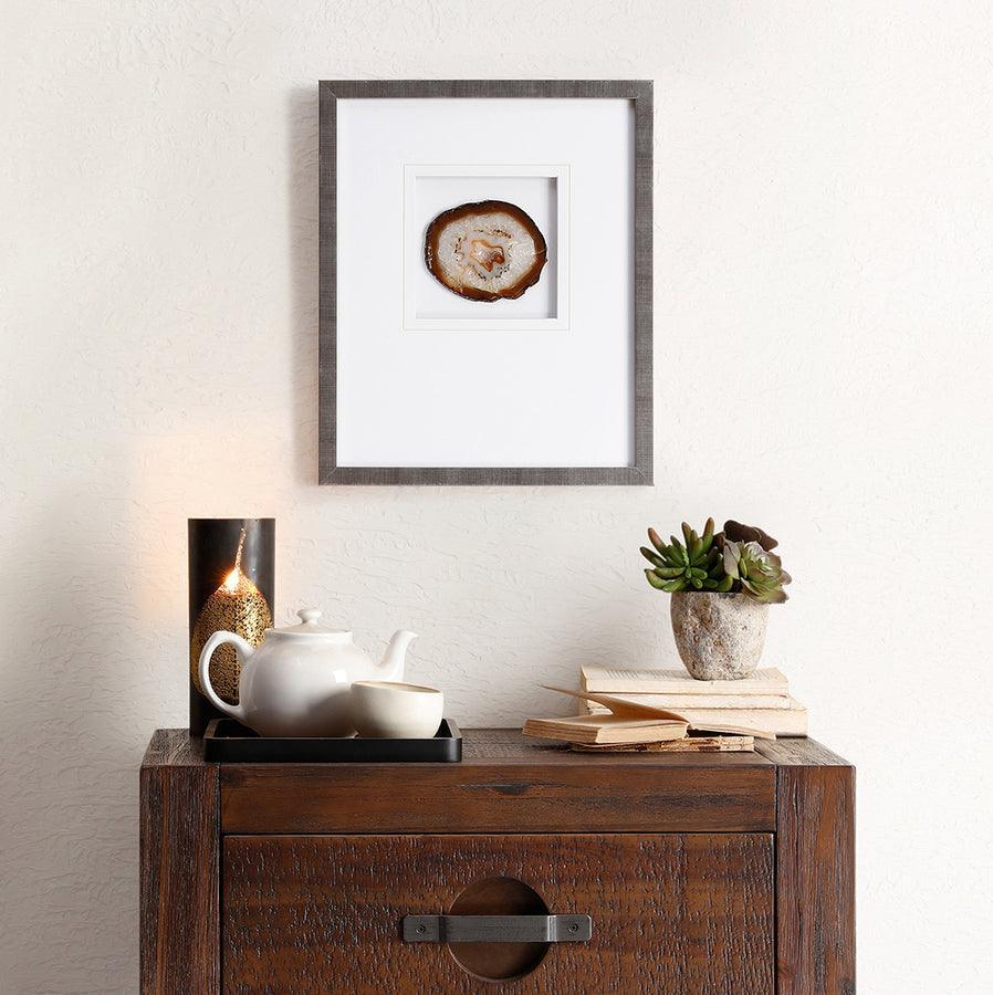 Olliix.com Wall Art - Natural Global Inspired Agate 1 Real Stone Framed Graphic (4" Agate) 14x17x1.25" Natural