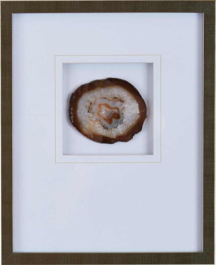 Olliix.com Wall Art - Natural Global Inspired Agate 1 Real Stone Framed Graphic (4" Agate) 14x17x1.25" Natural