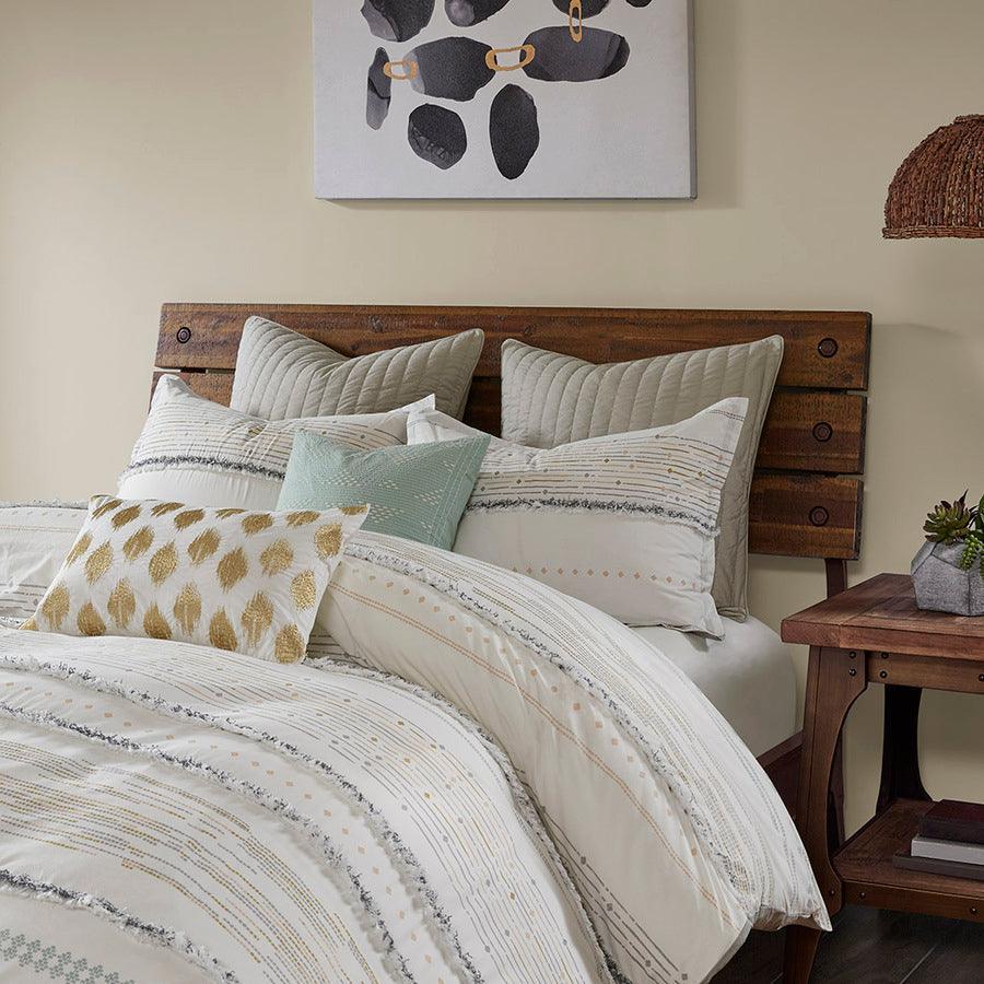 Olliix.com Comforters & Blankets - Nea Cotton Printed 36 " W Comforter Set with Trims Multi King