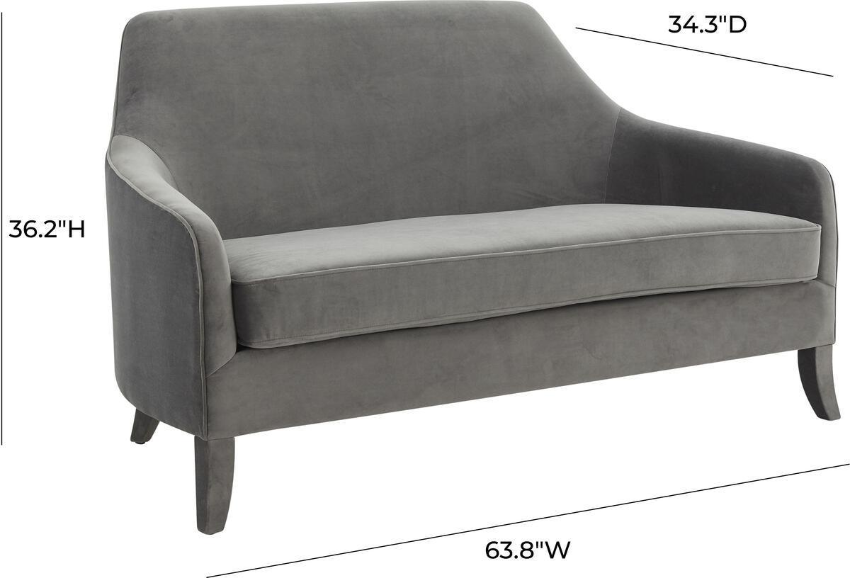 Tov Furniture Loveseats - Neveah Grey Velvet Loveseat
