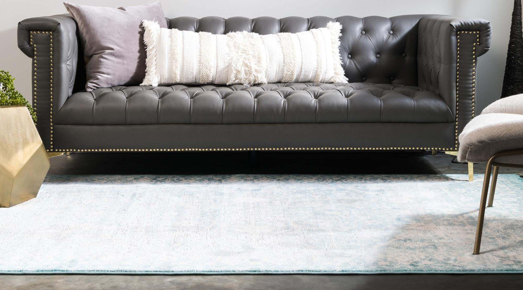 Unique Loom Indoor Rugs - New Classical Border Rectangular 8x10 Rug Blue & Ivory