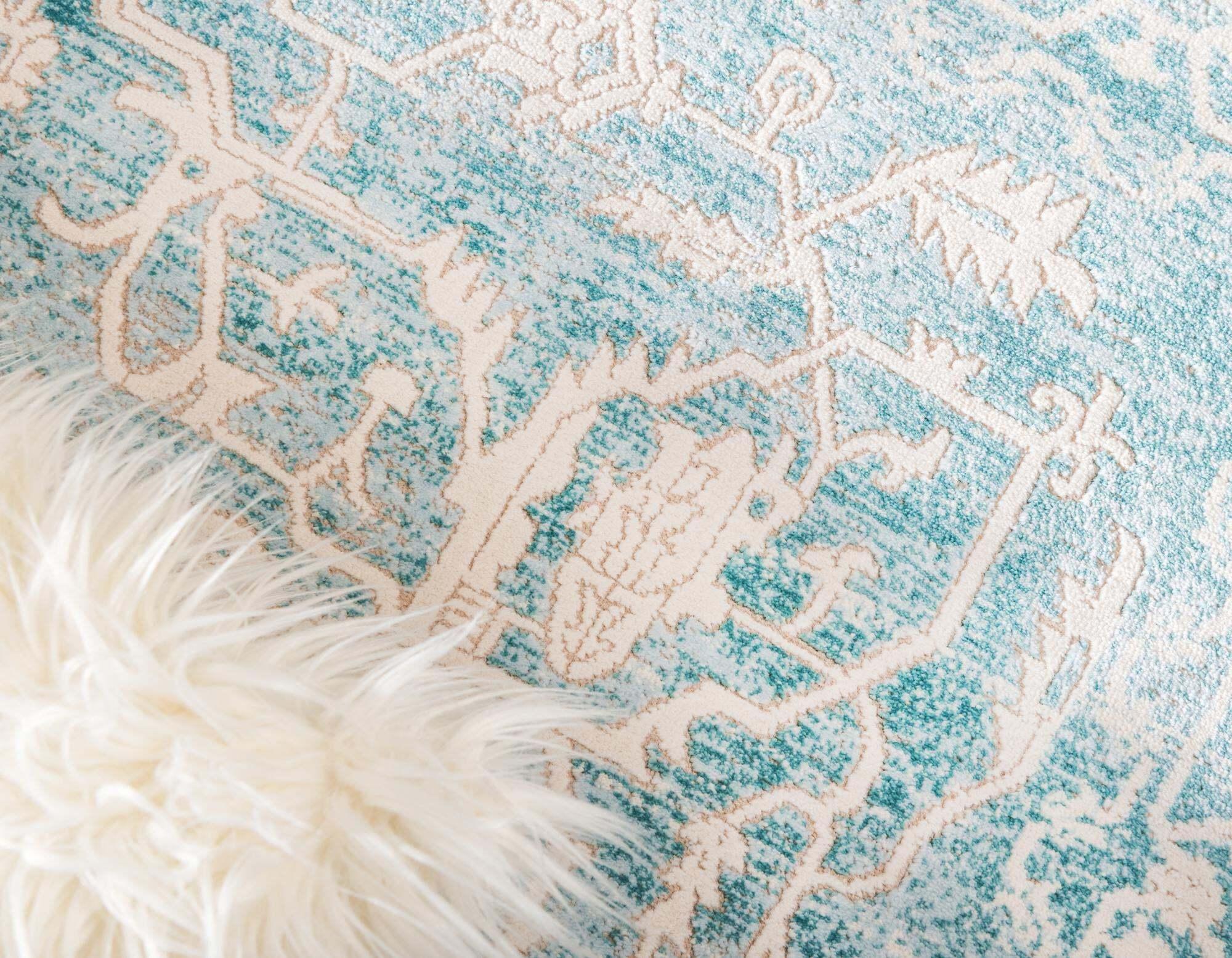 Unique Loom Indoor Rugs - New Classical Border Rectangular 8x10 Rug Blue & Ivory
