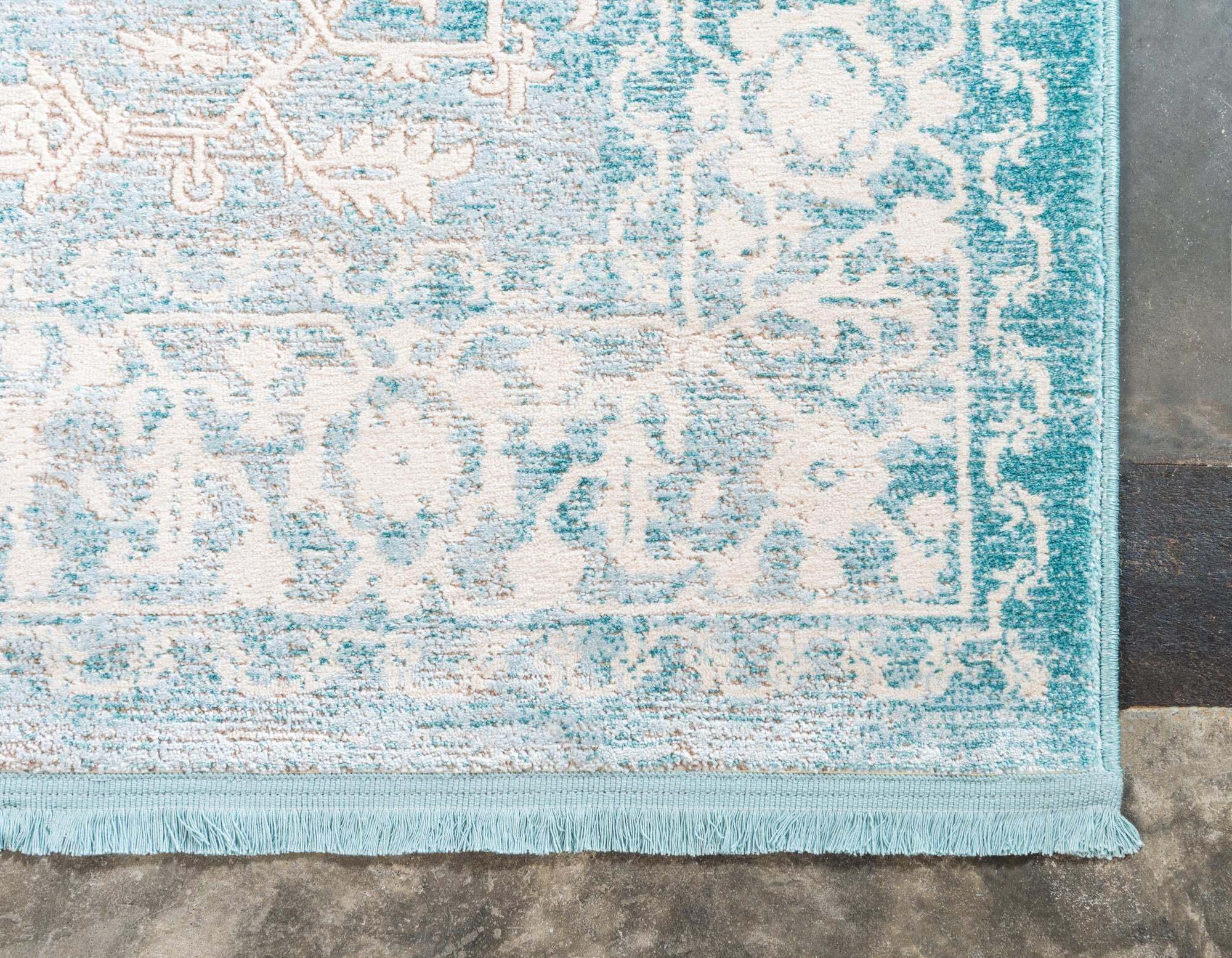 Unique Loom Indoor Rugs - New Classical Border Rectangular 8x10 Rug Blue & Ivory