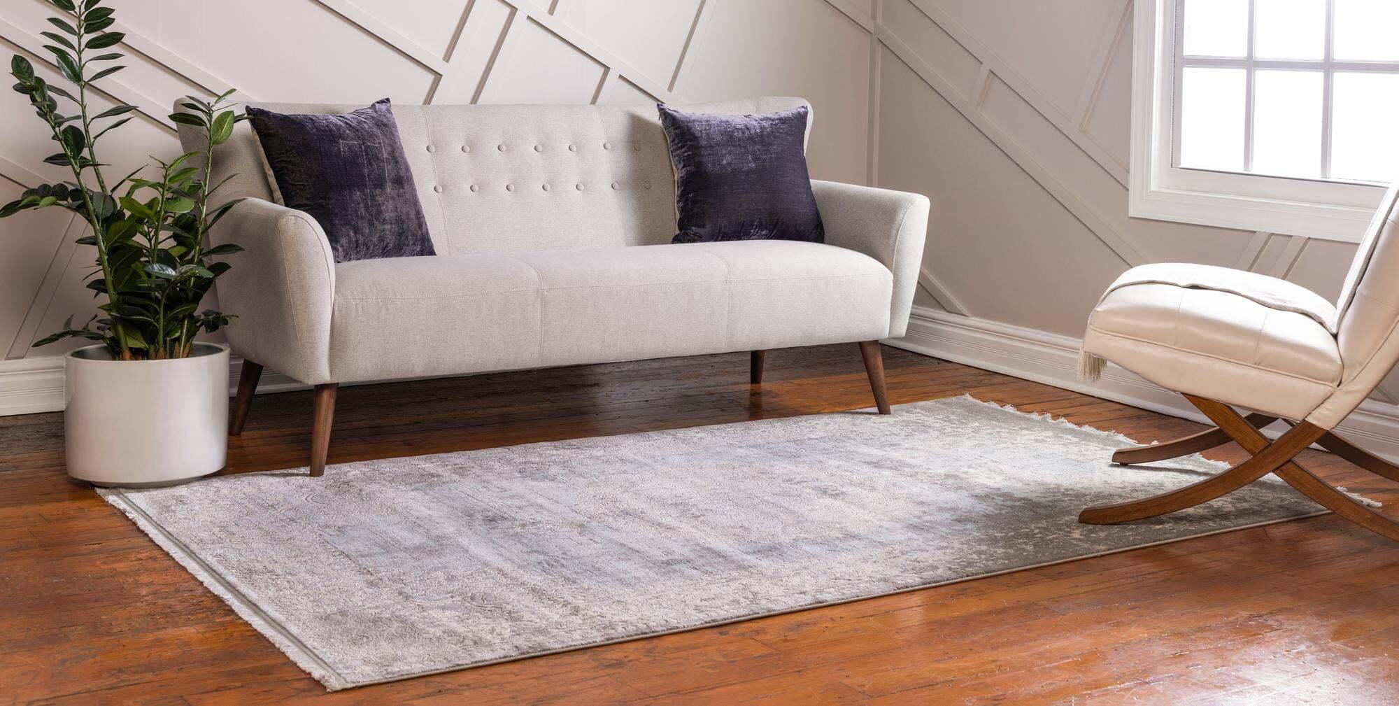 Unique Loom Indoor Rugs - New Classical Border Rectangular 8x10 Rug Light Blue & Ivory