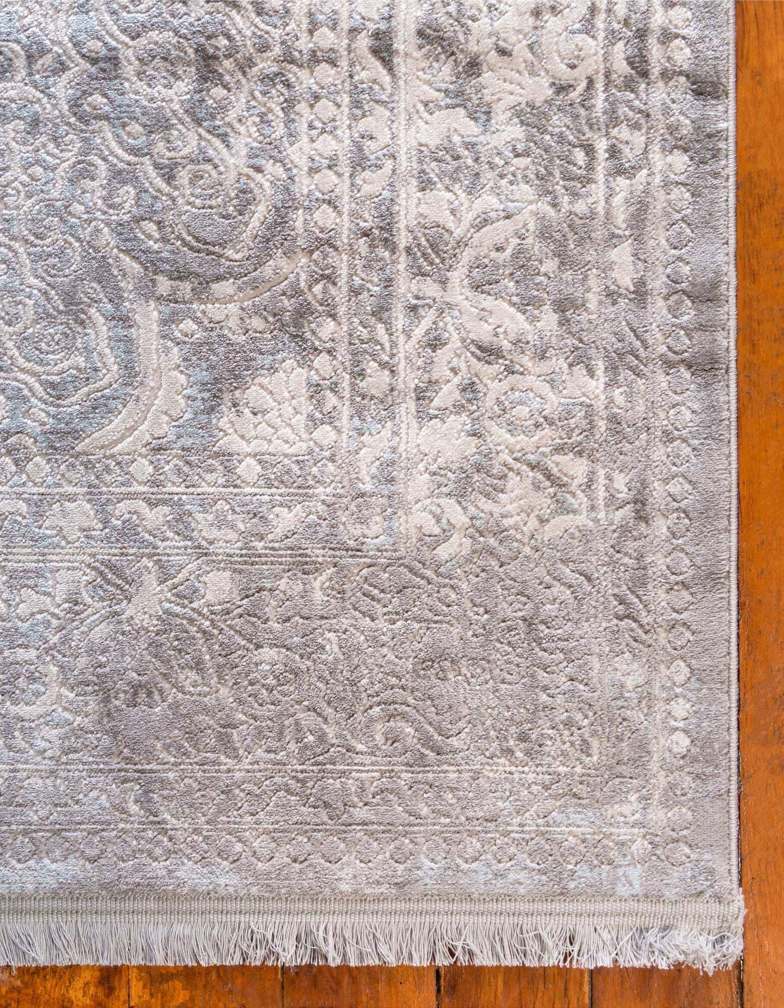 Unique Loom Indoor Rugs - New Classical Border Rectangular 8x10 Rug Light Blue & Ivory