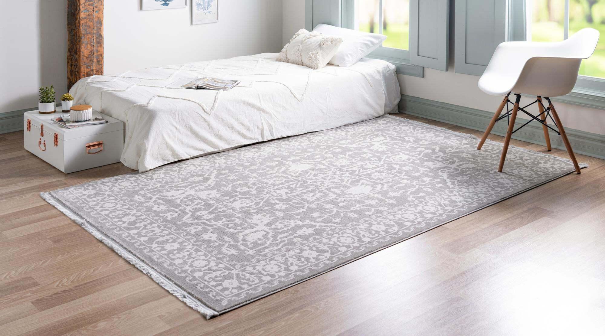 Unique Loom Indoor Rugs - New Classical Border Rectangular 8x11 Rug Gray & Ivory