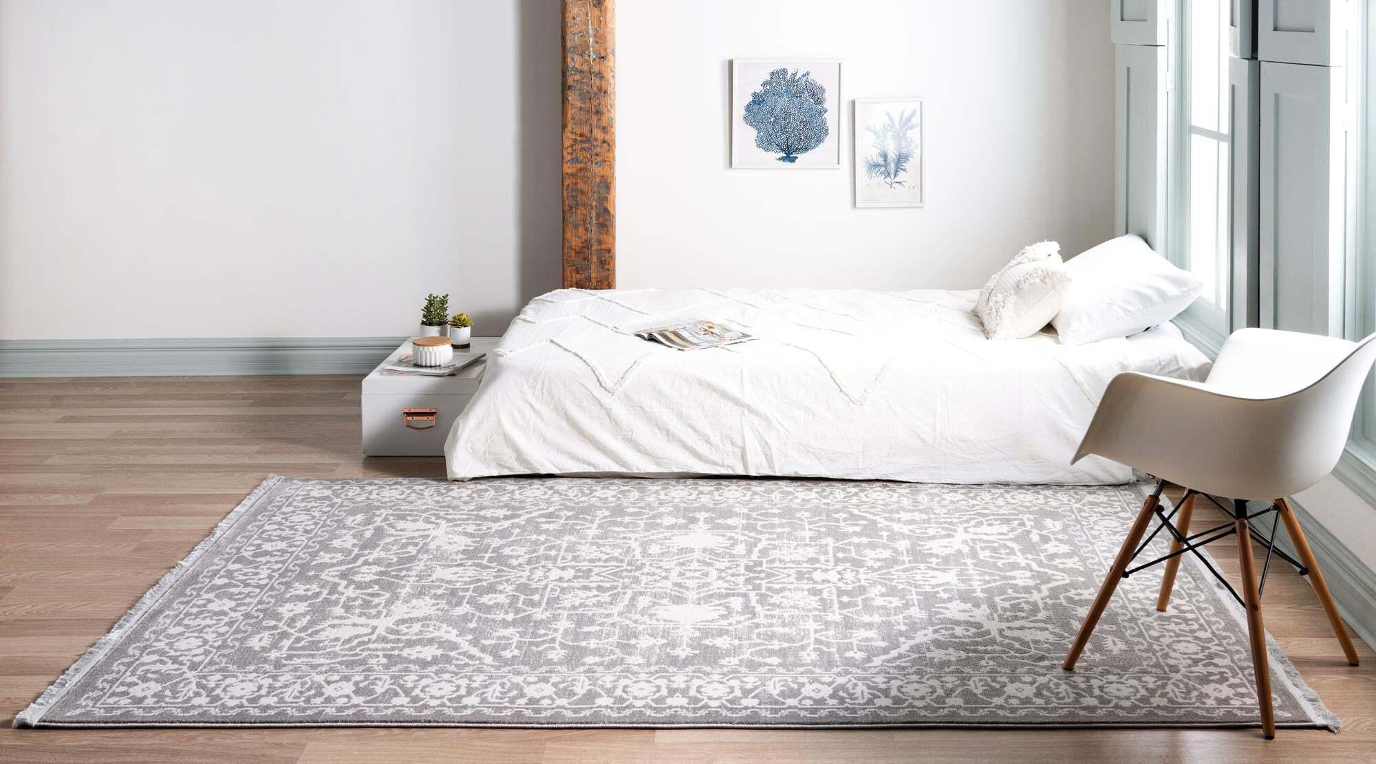Unique Loom Indoor Rugs - New Classical Border Rectangular 8x11 Rug Gray & Ivory
