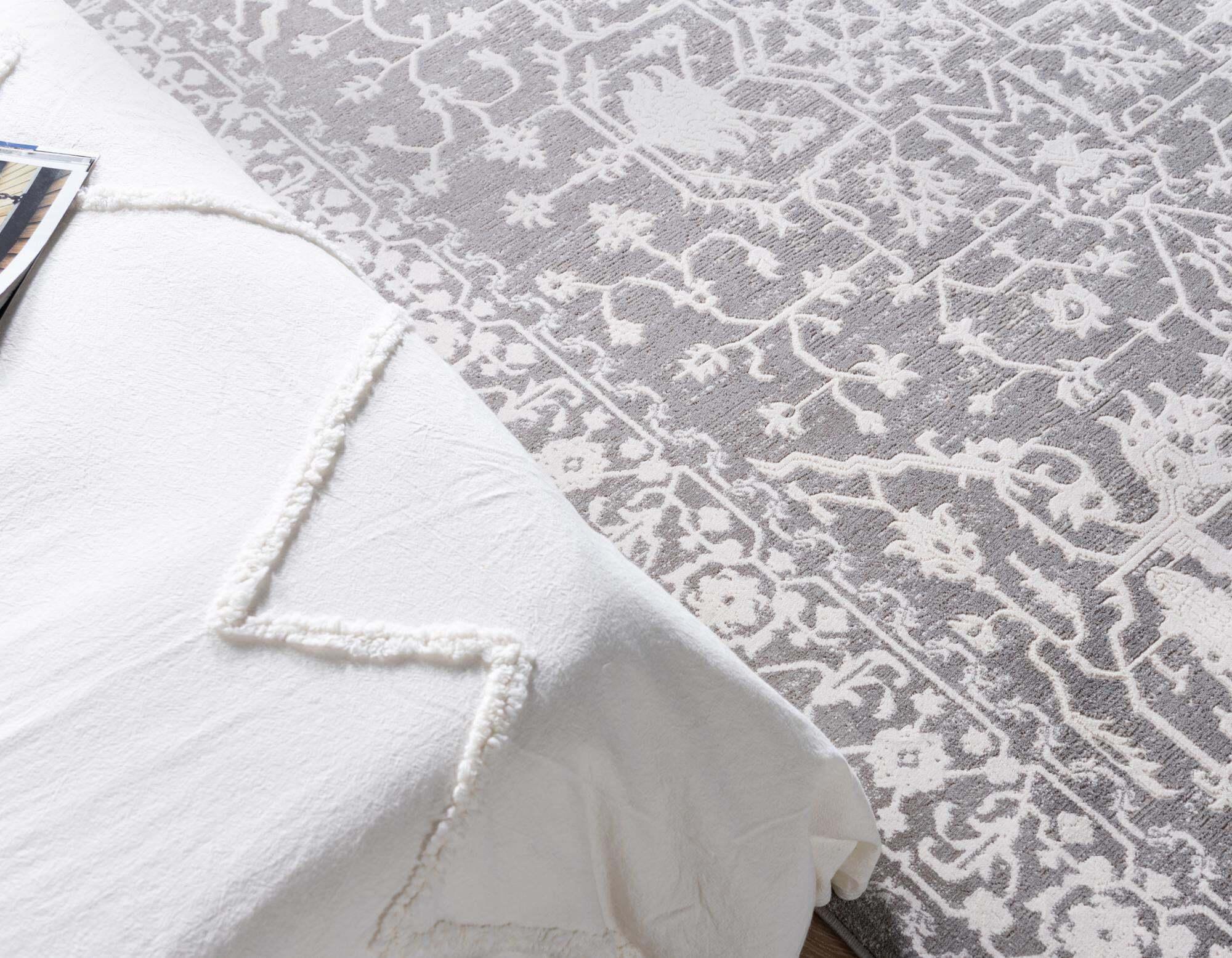 Unique Loom Indoor Rugs - New Classical Border Rectangular 8x11 Rug Gray & Ivory