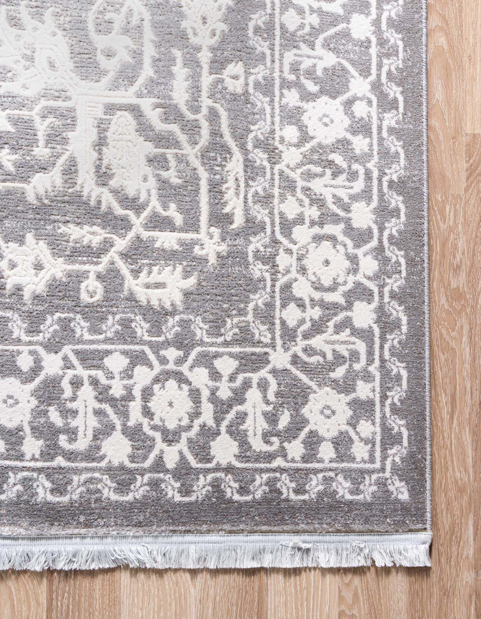 Unique Loom Indoor Rugs - New Classical Border Rectangular 8x11 Rug Gray & Ivory