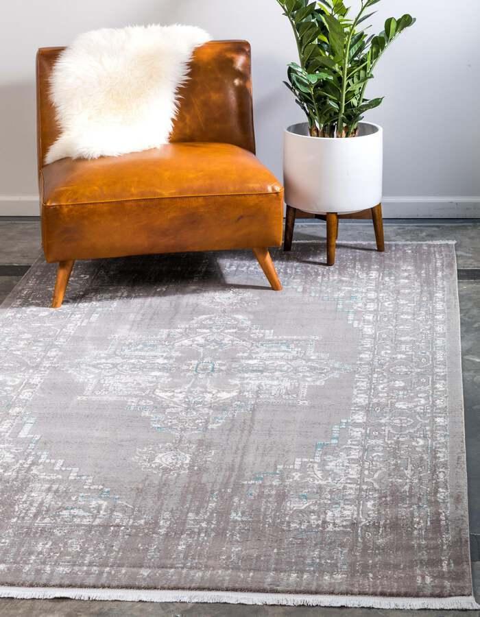 Unique Loom Indoor Rugs - New Classical Medallion 10x13 Gray & Ivory