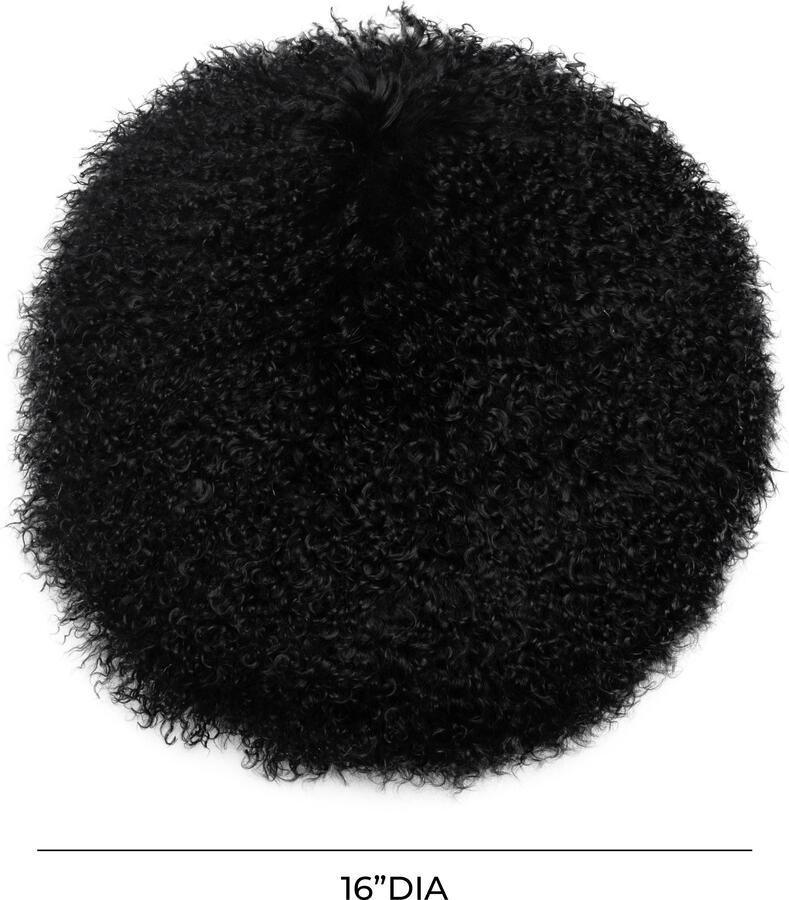Tov Furniture Pillows & Throws - New Zealand Black Sheepskin 16" Round Pillow Black