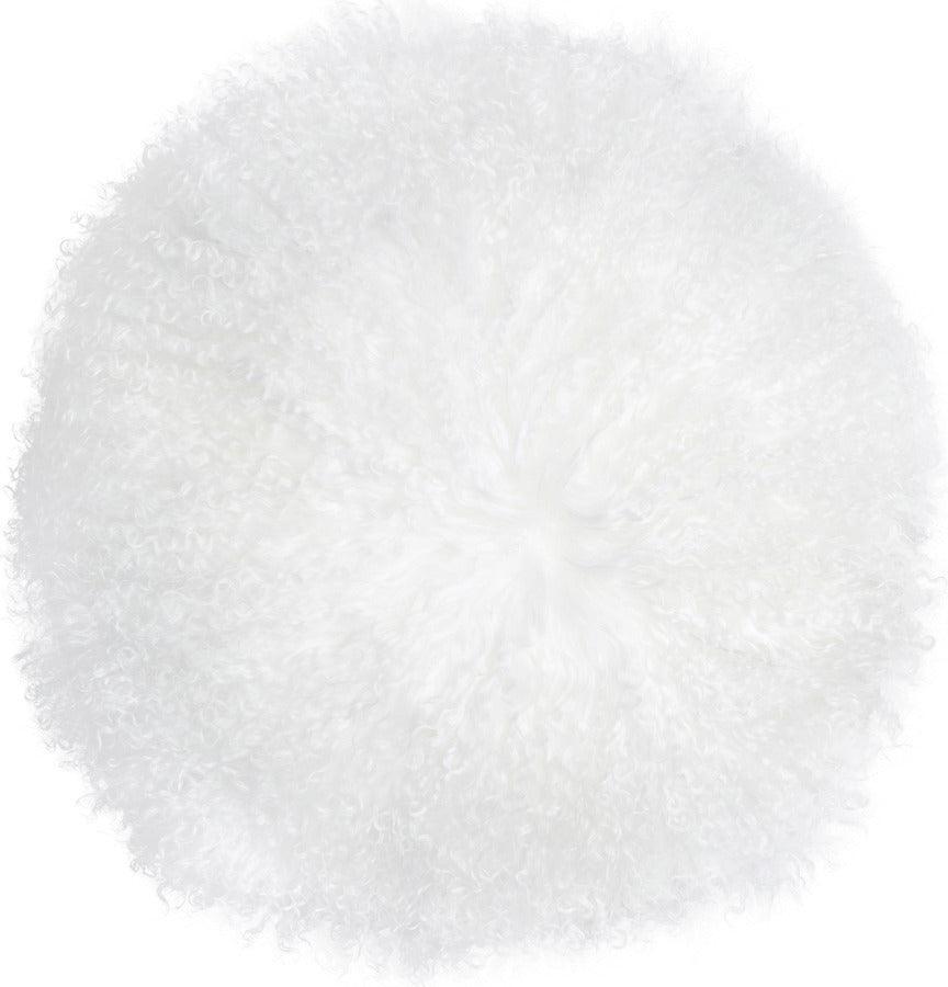 Tov Furniture Pillows & Throws - New Zealand Sheepskin 16" Round Pillow White