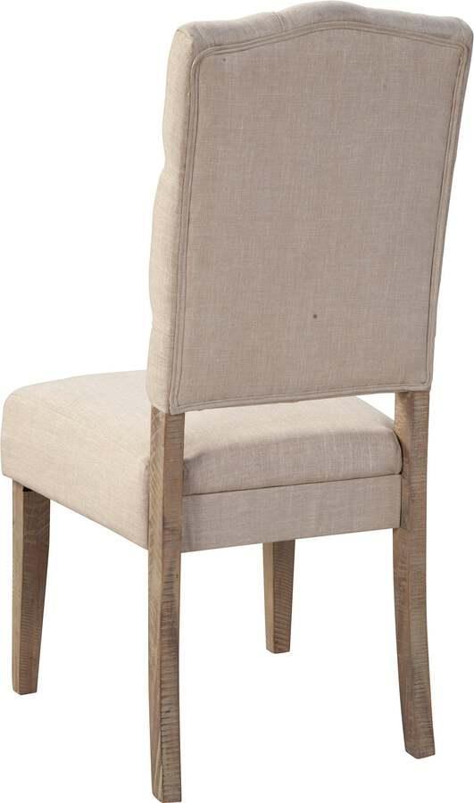 Alpine Furniture Dining Chairs - Newberry Set of 2 Button Tufted Parson Chairs, Weathered Natural