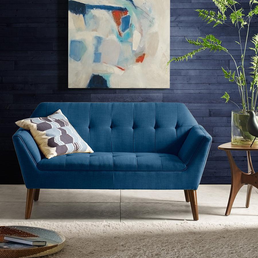 Shop Newport Industrial Loveseat 59W x 30.75D x 31.5H Blue Loveseats CasaOne