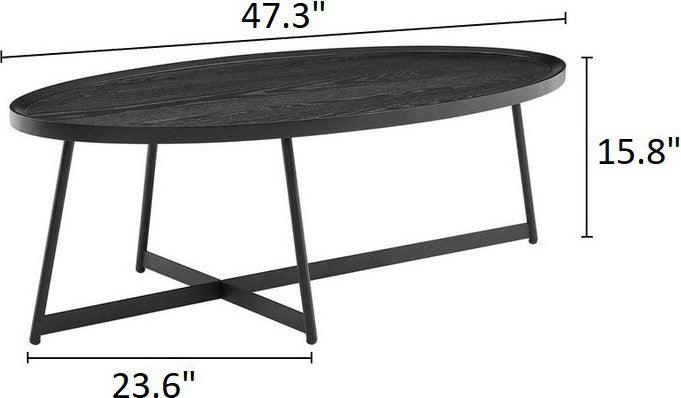 Euro Style Coffee Tables - Niklaus 47" Oval Coffee Table Black Ash