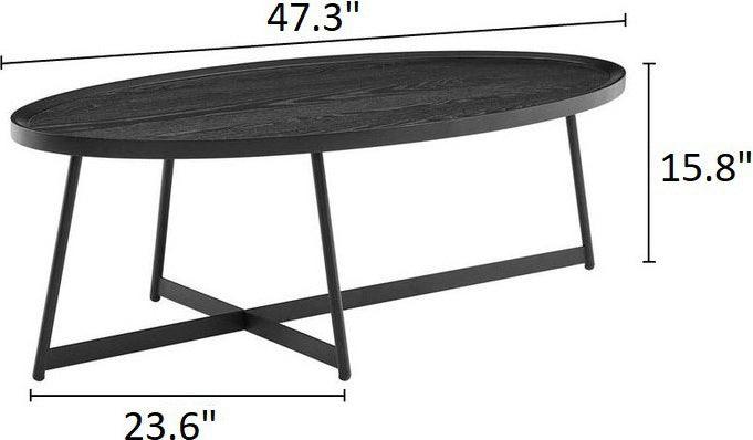 Euro Style Coffee Tables - Niklaus 47" Oval Coffee Table Black Ash